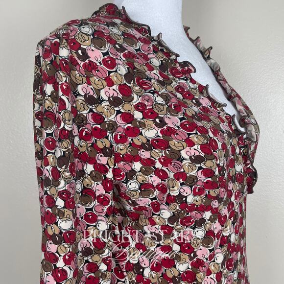 Rare Vintage Pink Print Top ASO Phoebe Buffay Friends V-Neck Faux Wrap Y2K - Picture 8 of 11